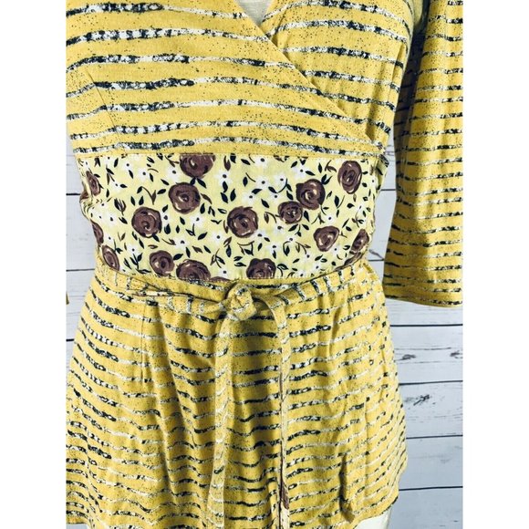 Plenty By Tracey Reese Shirt Yellow Tunic Wrap Tie Belt Petite - Picture 6 of 10